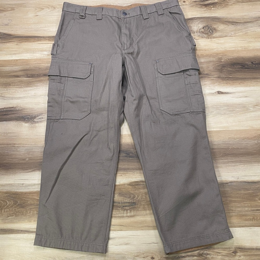 Duluth Trading Co Cargo Pants 42x30 Workwear Cotton Relaxed Fit Brown Canvas